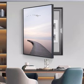 Electrical Panel Cover Breaker Box Cover Decorative, Wall Mounted Hide Fuse Box Cover Cabinet for Living Room Home Office Removable (15.7x19.6in)