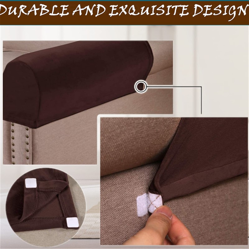 Stretch Armrest Covers Velvet Arm Covers for Chairs Couch Sofa