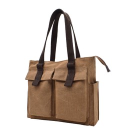 Women's Handbag, Large Canvas Shoulder Bag, Handbag, Tote Bag, Shopper with Many Compartments, Everyday Work, coffee