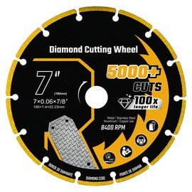 Revvstark 7 Inch Cut Off Wheel Diamond Cutting Wheel with 7/8" Arbor for Metal, Angle Grinder Cutting Disc for Metal with 5000+ Cuts on Rebar, Steel, Iron and INOX