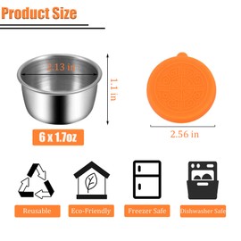 6pcs Salad Dressing Container, 1.7 oz Small Condiment Containers with Lids, Stainless Steel Condiment Cup Dipping Sauce Cups Container for Lunch Bento Box Leakproof Storage Containers for Lunch Travel