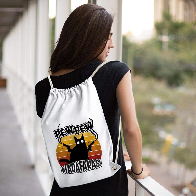 MoonWorks® Gym Bag Pew Pew Madafakas Cat Western Cat Meme