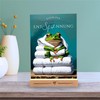 Frog Shield Wellness Towel Relaxation Frog Decorative Bathroom Wooden Stand
