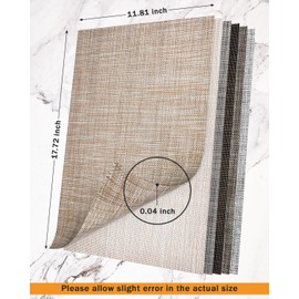 Placemats Table Mats Set of 8 Washable Indoor/Outdoor Woven Vinyl Plcamats Heat-Resistant Non-Slip Placemat for Kitchen Dining Table (12x18 Inches, Black-Gray)