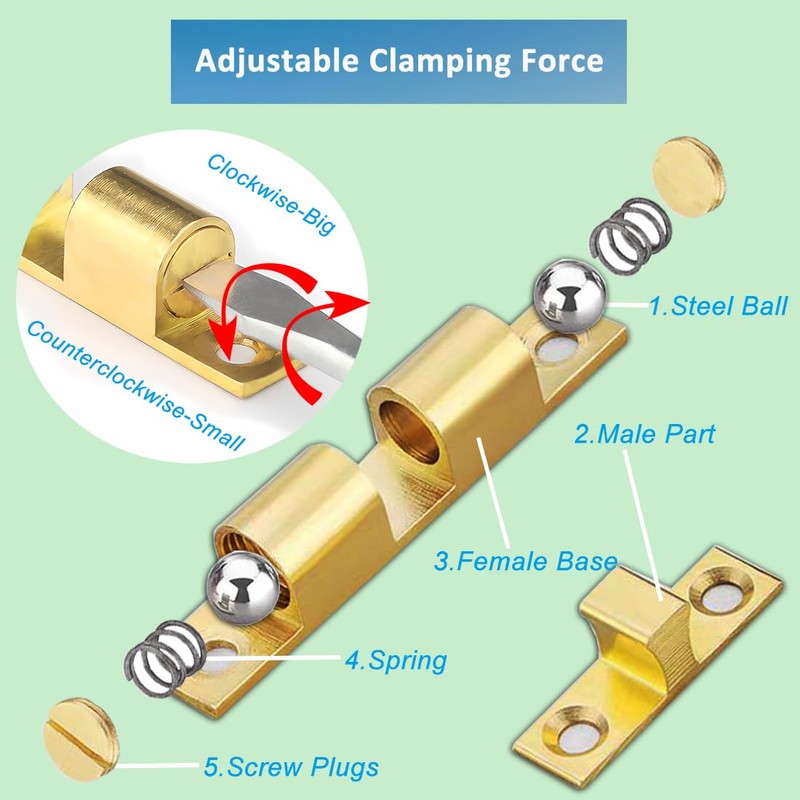 WakeTek Cabinet Brass Clasp Buckles with Screws, These Door Catchs're