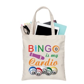 PLITI Bingo Tote Bag for Women Bingo Lovers Travel Bag Bingo Gambler Gift Bingo Is My Cardio Lucky Bingo Gambling Bag, Bingo Cardio Tgu