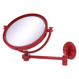 Allied Brass WM-6/3X-FER 8 Inch Wall Mounted Extending Make-Up Mirror 3X Magnification, Fire Engine Red
