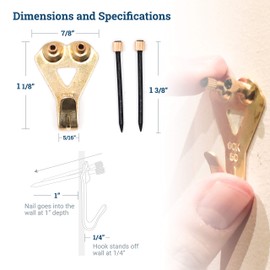 Heavy Picture Hangers 50 lbs - 20 Pack - Picture Hangers for Plaster Walls - OOK Picture Hanging Hooks