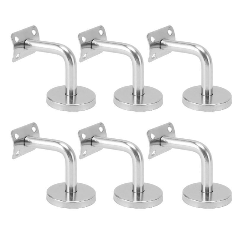 6 Pcs Wall Handrail Bracket 304 Stainless Steel Strong Bearing