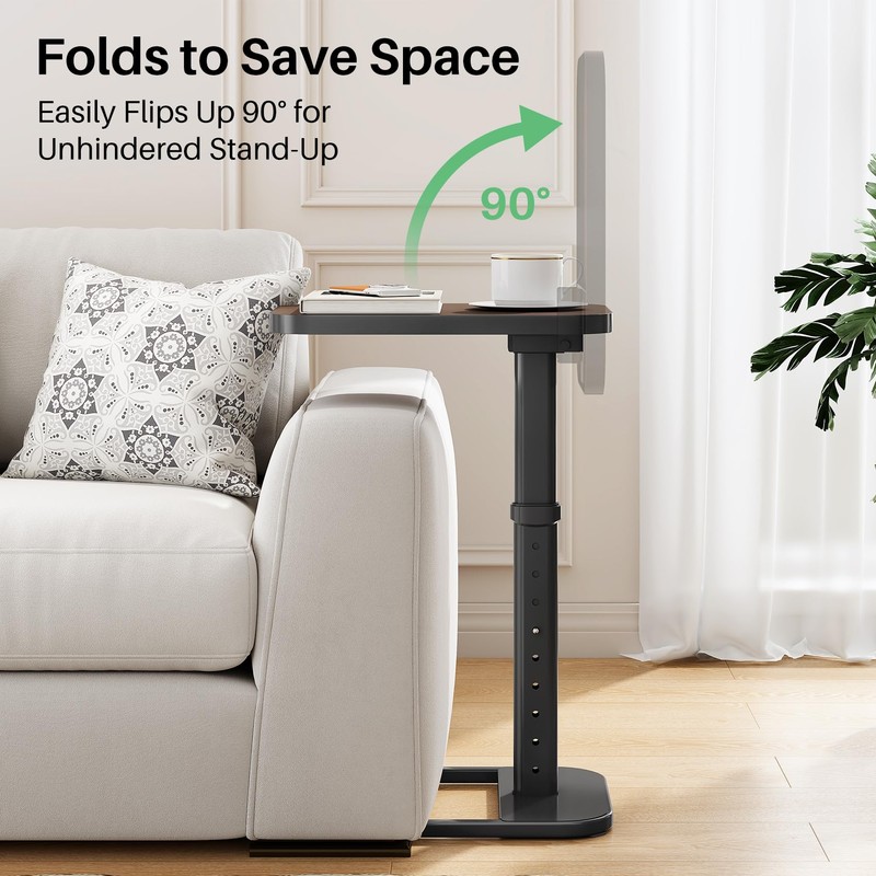 Kitstorack TV Tray Table, Adjustable Height & Rounded Metal Corners,