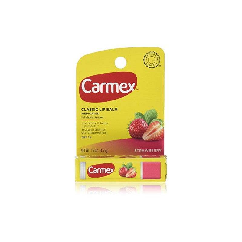 Carmex Bálsamo labial hidratante Click-Stick SPF 15 fresa 0.15 oz