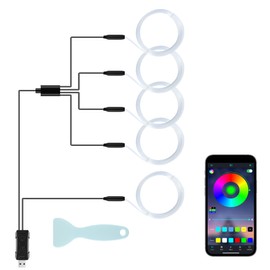 LivTee Smart Car LED Interior Lights with USB Port, LED Strip Fiber Optic Lights, Wireless App Control, Sync to Music, Car Accessories Gifts for Women and Men, 5 in 1
