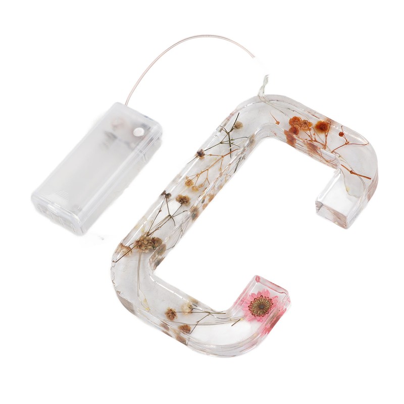 Floral Resin Letter Light Dry Flower and Alphabet Shape LED