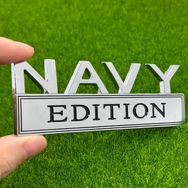2 Pack Navy Edition Car Emblem - 3D Metal Badge Zinc Alloy Waterproof Rustproof Decal for Fender Tailgate Bumper - Compatible with Truck SUV Auto Acce