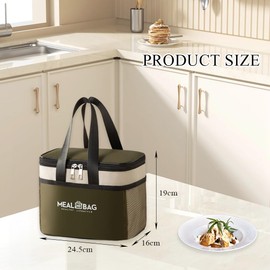 MSLSOZ Foldable Lunch Bag, Insulated Packed Lunch Bag, Water-Resistant, Reusable Insulated,for Women, Men, Children and Students, Travelling Picnic (Military Green).