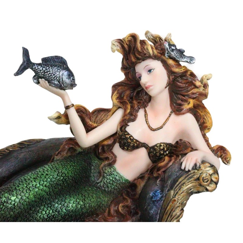 Queen Of Atlantis Siren Mermaid With Fish Resting On Sea