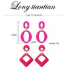 Boho Earrings for Women Clay Acrylic Rectangle Earrings Bamboo Hoop