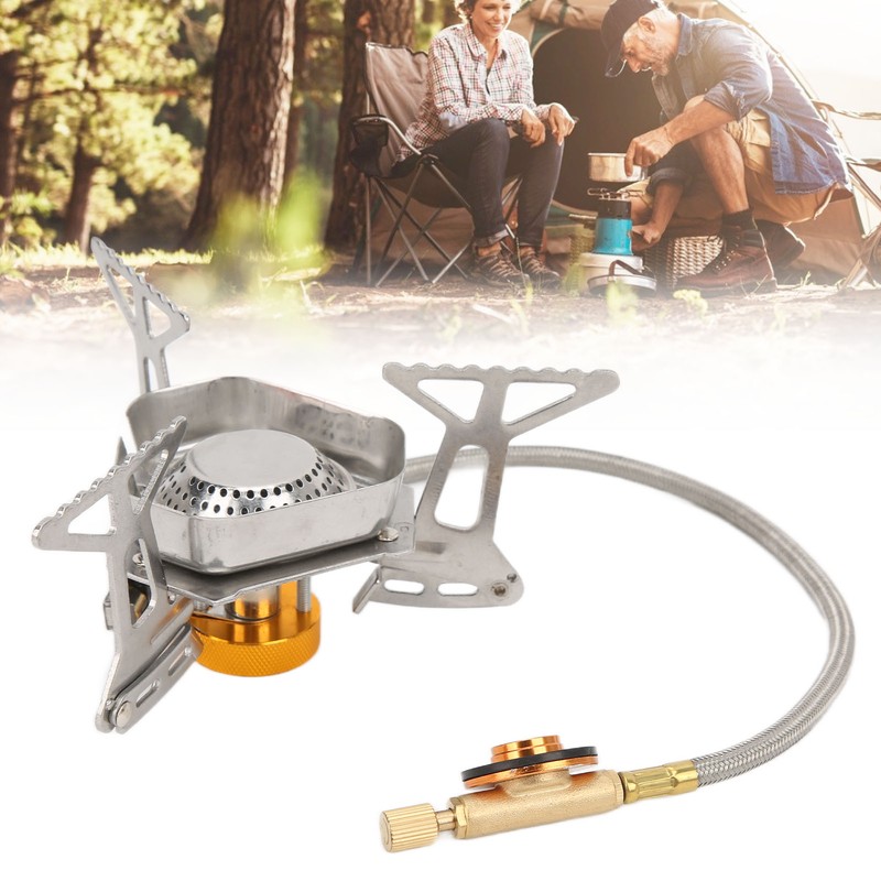 Camping Gas Stove Stainless Steel Strong Durable Windproof Electronic Ignition