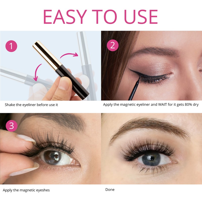 KRADAA MagneLash Pro Kit – 10-Pair Natural Magnetic Lashes with