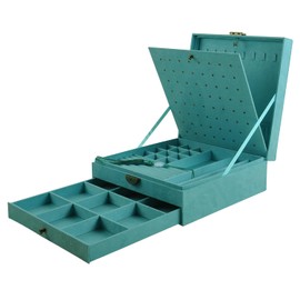 GYJOYERO Women Jewelry Box Lockable 3 Layers Large Jewelry Organizer Storage Case for Earrings Necklaces Rings Bracelets,Green Display Jewel Holder (Light Green)