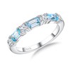 RANDES Aquamarine Ring Half Eternity Band 925 Sterling Silver March