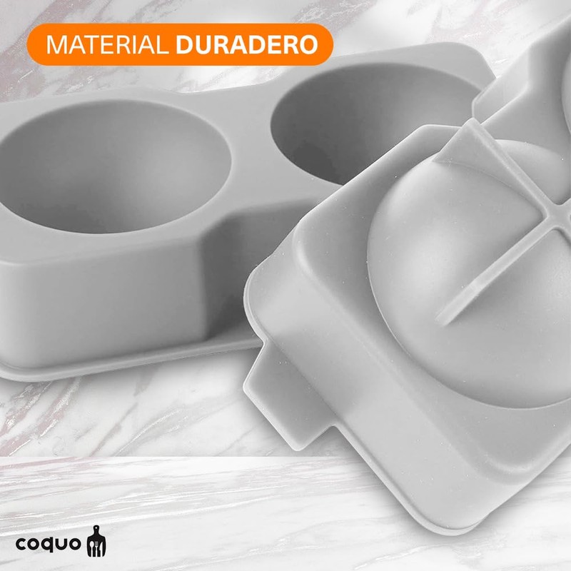 COQUO - Set 2 Charolas de Hielo (Hielo Esférico -