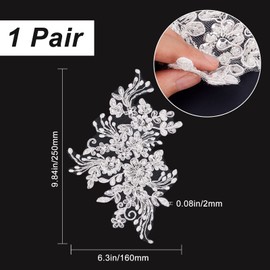 GORGECRAFT 2Pcs Pearl Flower Embroidery Lace Patches 3D Floral Pattern White Floral Pattern Embroidered Appliques Sew On Lace Fabric Trim For Headwear Clothing Bridal Accessories