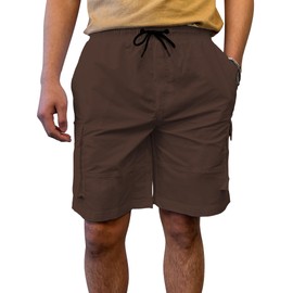 Southpole Men's Quick-Dry Water Resistant Lightweight Nylon Cargo Shorts Inseam 9", Brown, X-Large