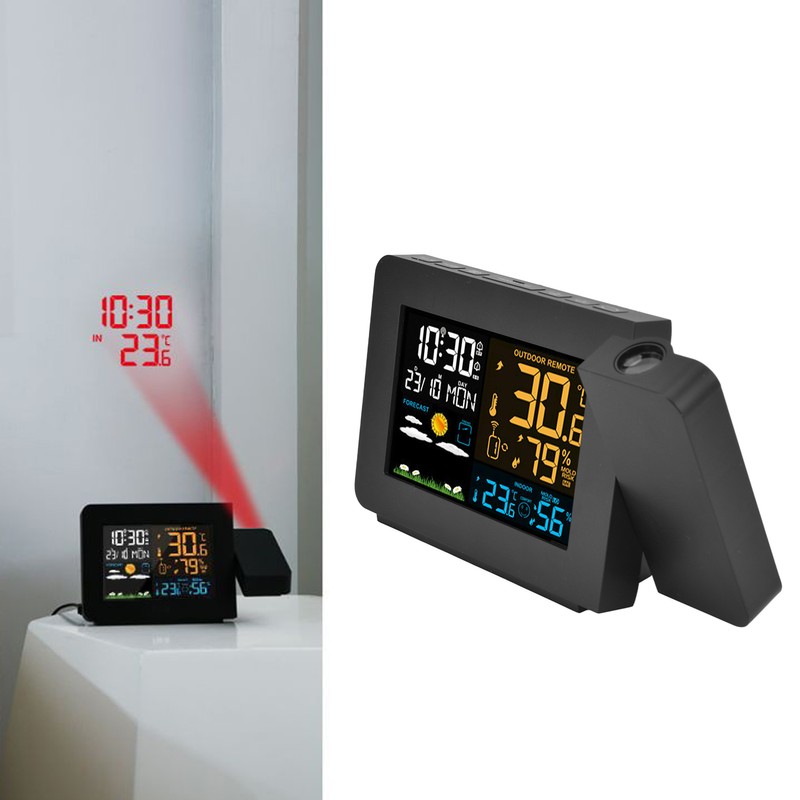 Indoor Outdoor Thermometer 60m Transmission Clock Projection Function Temperature Prediction