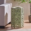 FocusOnHome Outdoor 14" Iron Floral Side Table Patio Side Table,