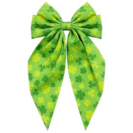 JazSwirl St Patricks Day Hair Bows, Shamrock Clover Bow Hair Clips Shamrock Hair Bows for Women, St Patrick Day Bows for Hair, Clover Hair Bow(Green)