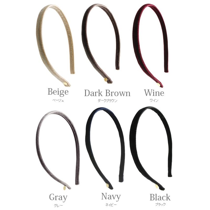 VINGTAINE HK-104 Thin Velvet Headband, Hair Accessory - blk
