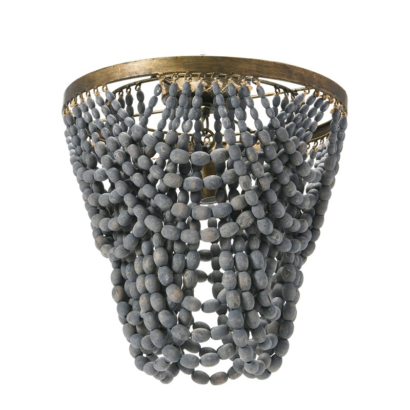 Creative Co-Op 2-Tier Draped Wood Bead Semi-Flush Mount Ceiling Light