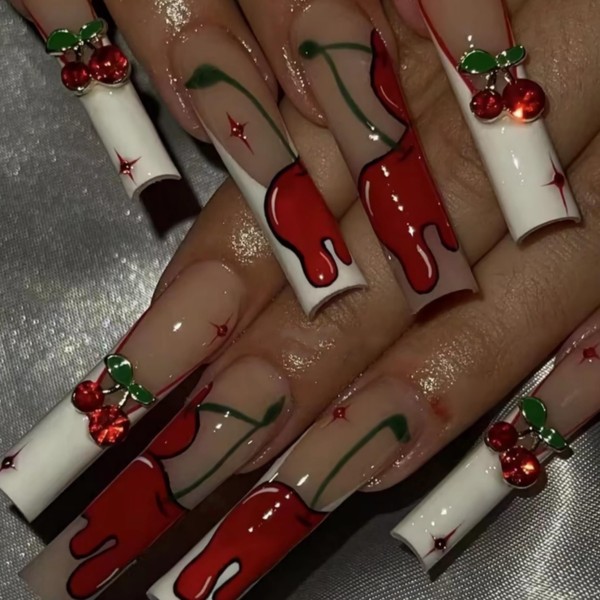 BABALAL Press on Nails Long Square Fake Nails Pink French