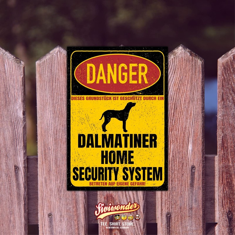 Dalmatian Dal Dally Dog Sign Danger Security System Door Sign