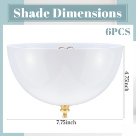 Marsui 4 Pcs Clip-on Dome Shade for A-type Bulb Round Light Cover 7 3/4" Diameter x 4 3/4" Height Lamp Shades Light Bulb Cover Location Fixtures for Home Indoor White Finish