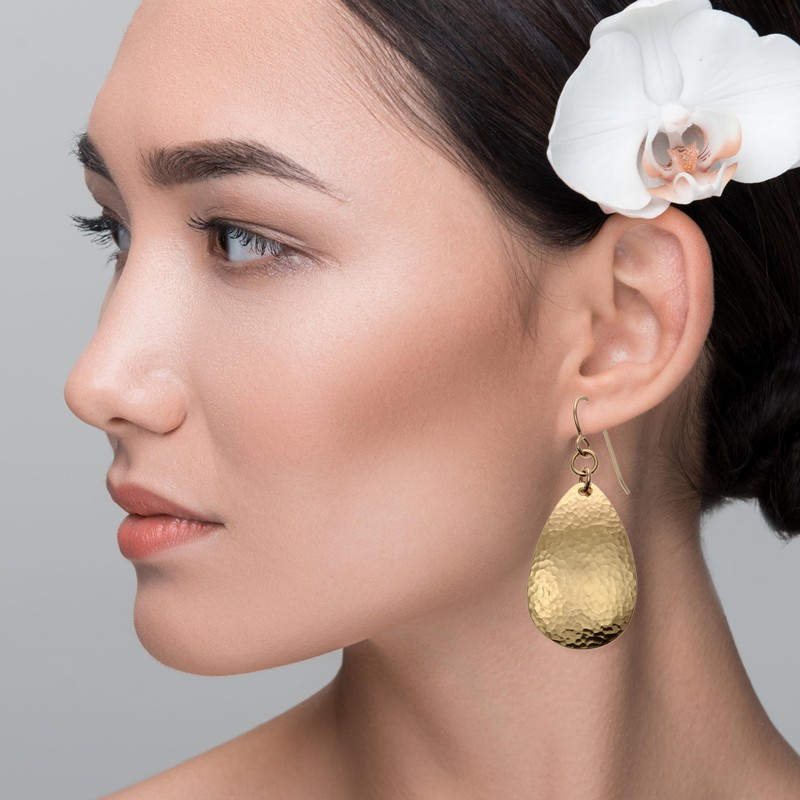 Hammered Bronze Teardrop Earrings