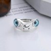 Unbranded Cute Frog Blue Eye Silver Ring, Adjustable Size, Toad,