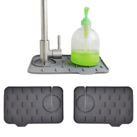 Sink Splash Guard, Pack of 2 Mini Kitchen Faucet Mat, Can be Used on Both Sides, Tap Sink Splash Guard, Splash Guard, Suitable for Kitchen Sink, Bathroom, Corner Sink, Protect Worktop (Black)