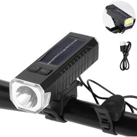 Rechargeable Solar Bicycle Lights，Bicycle Headlamps with Two Charging Methods.Two Types of L0ight Sources for The Bilateral Lamp Head, Allowing for Two Different Lighting Options.