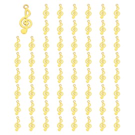 PATIKIL Musical Note Charm, 100 Pcs Alloy Music Theme Instrument Pendant for Woman Necklace Earring Bracelet Jewelry Making and DIY Crafts, Gold Tone, 1 x 0.4 Inch