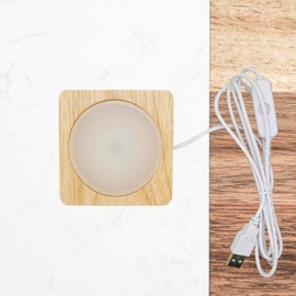 Wood Light Base LED Display Stand for Acrylic Crystal Art Glass,3.3 Inch (White)