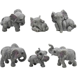 6 Mini Elephant Figurine Animal Figurine Mini Animal Fegua Meditation Elephant Resin Feng Shui Animal Elephant Statue Mini Animal Figurine Yoga Meditation Style Home Office Car Interior Scenery Zen