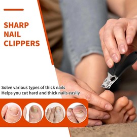 Slanted Nail Clipper Set - Heavy Duty for Thick Nails, Wide Jaw Opening, Anti-Splash - 2pc Fingernail Toenail Cutter for Men Women Elderly