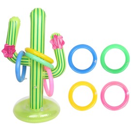 9 PCS Set Cactus Ring Toss Game for Kids, Cactus Toy with 8 Ring, Party Toss Game, Hawaii Party Decor Swimming Pool Toy, Indoor Outdoor Toys Gift for Kids Family
