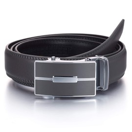 YEHMAN Men's Leather Automatic Ratchet Belt with Sliding Buckle without holes 3 cm (505 Grey 120 cm)
