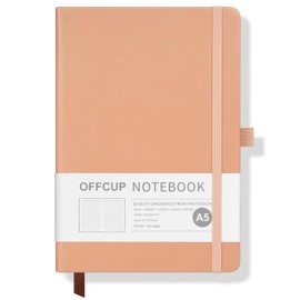 OFFCUP A5 Journal Notebook, 192 Pages Faux Leather Lined Notebook, 80gsm Hardcover Journal with Premium Paper, 148 x 212mm, Notepad for Office School Travel Home Business (Pink)