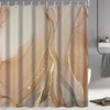 Brown Shower Curtain, Modern Brown Gold Grey Marble Shower Curtain
