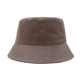 YOFARCHOY Unisex PU Leather Bucket Hat for Women Waterproof Rain Hats Wide Brim Fisherman Sun Hat for Men and Women Coffee