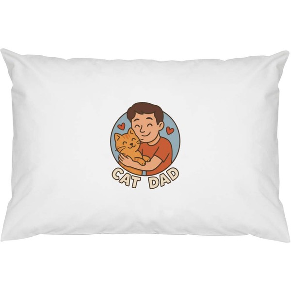 2 x 'Cat Dad' Cotton Pillow Cases (PW00041968)